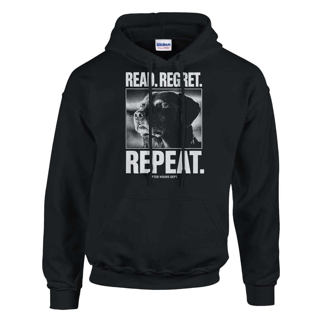 Sweat à capuche read-regret-repeat-print-black  — THE THÉORY ABSURDE